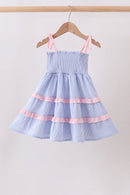 Blue Stripe Smocked Mom Dress