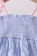 Blue Stripe Smocked Mom Dress