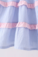Blue Stripe Smocked Mom Dress