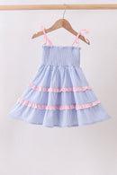 Blue Stripe Smocked Mom Dress