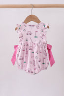 Pink golf print ruffle bubble