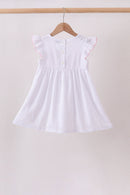 White Bow Smocked Jacquard Dress