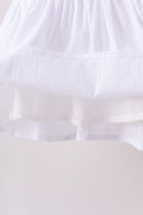 White Bow Smocked Jacquard Ruffle Shorts Set