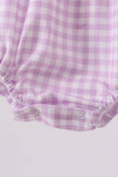 Purple floral embroidery gingham ruffle bubble