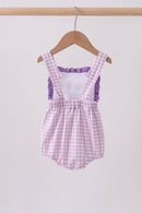Purple floral embroidery gingham ruffle bubble