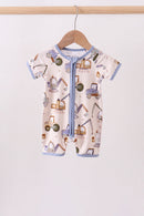 Excavator print bamboo romper