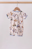 Excavator print bamboo romper