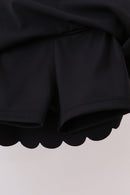 Black Scalloped Yoga Skorts Set