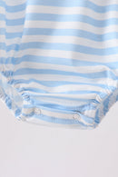 Blue Fire Engine Stripe Embroidered Bubble