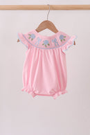 Pink Hydrangea Bow Smocked Bubble