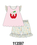 Pink Apple Bow Applique Set