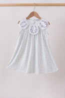Blue Floral Embroidered Dress
