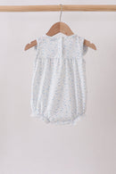 Blue Floral Embroidered Bubble