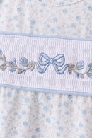 Blue Floral Smocked Ruffle Bloomer Set