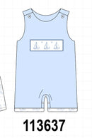 Blue Sailboat Embroidered Jon Jon