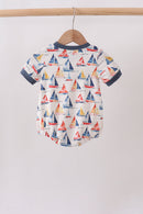 Blue Sailboat Smocked Bubble