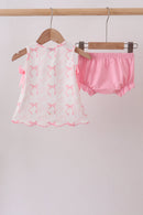 Pink Bow Print Bloomer Set