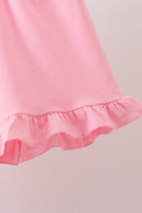 Pink Bow Print Ruffle Shorts Set