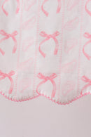 Pink Bow Print Ruffle Shorts Set