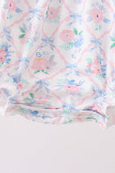 Blue Floral Smocked Bubble