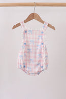 Pink Gingham Bow Print Lace Bubble
