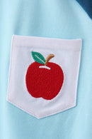 Teal Apple Embroidered Top