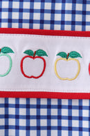 Navy Apple Embroidered Gingham Jon Jon