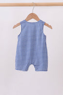 Navy Apple Embroidered Gingham Jon Jon