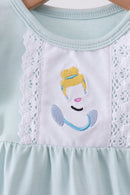 Light blue character embroidery ruffle bubble