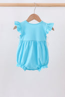 Blue character embroidery ruffle bubble