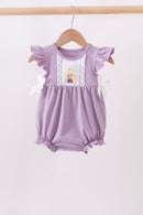 Purple character embroidery ruffle bubble