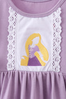 Purple character embroidery ruffle bubble