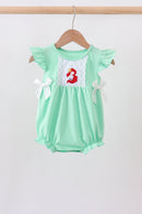 Green character embroidery ruffle bubble