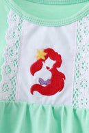 Green character embroidery ruffle bubble