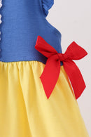 Royal blue&mustard character ruffle dress