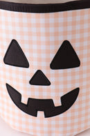 Apricot Pumpkin Applique Gingham Basket