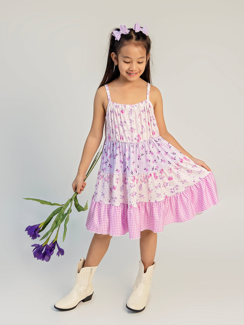 Purple Flower Dreams Tiered Dress (4t): FINAL SALE