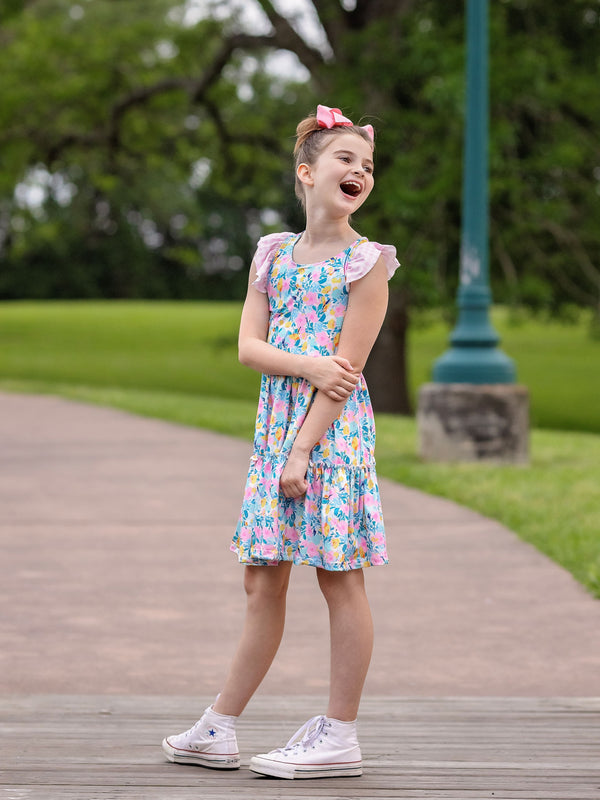 Bright Floral Tiered Twirl Dress: FINAL SALE