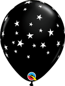 11" Black & White Star Latex Balloons - 10 Pack