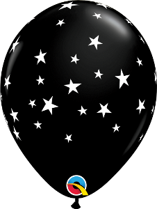 11" Black & White Star Latex Balloons - 10 Pack
