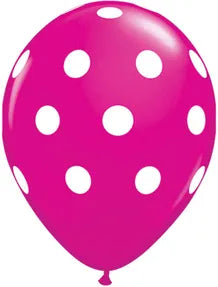 Hot Pink Polka Dot 11" Latex Balloons (5 Pack) for Parties & Events