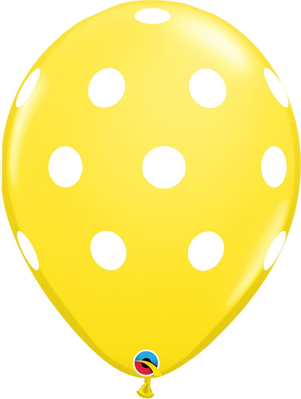 Yellow Polka Dot 11" Latex Balloons - 5 Pack for Birthday, Graduation & Party Decor