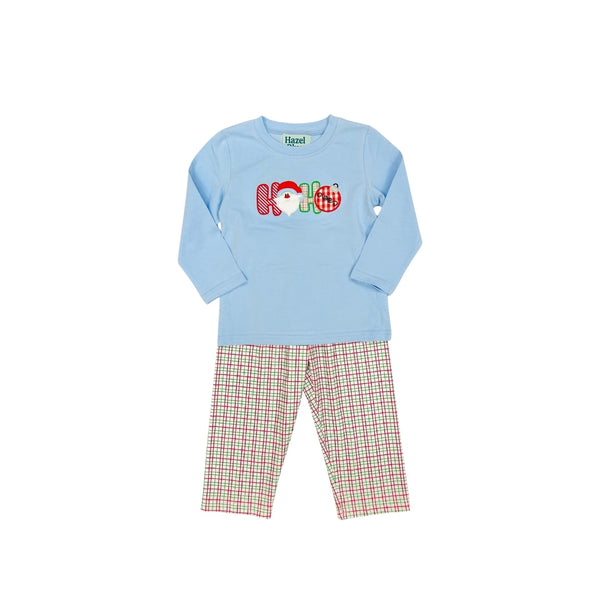 Hazel Blue Ho Ho Ho Plaid Pant Set