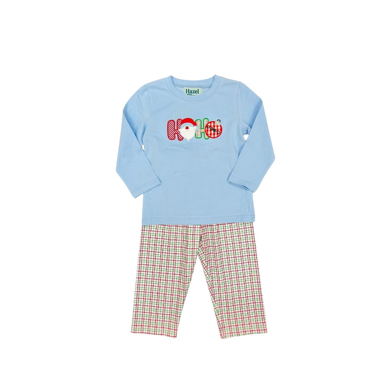 Hazel Blue Ho Ho Ho Plaid Pant Set