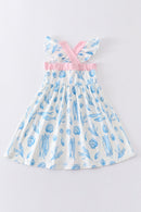 Marine creature print dress mom & me