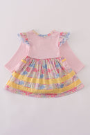 Pink floral pumpkin embroidery ruffle bubble