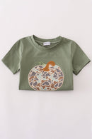 Camouflage print pumpkin applique pants set