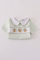 Sage turkey embroidery gingham pants set