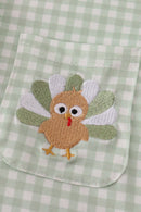 Sage turkey embroidery gingham button down shirt