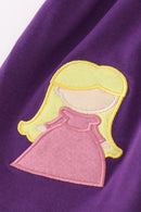 Purple halloween witch applique pants set